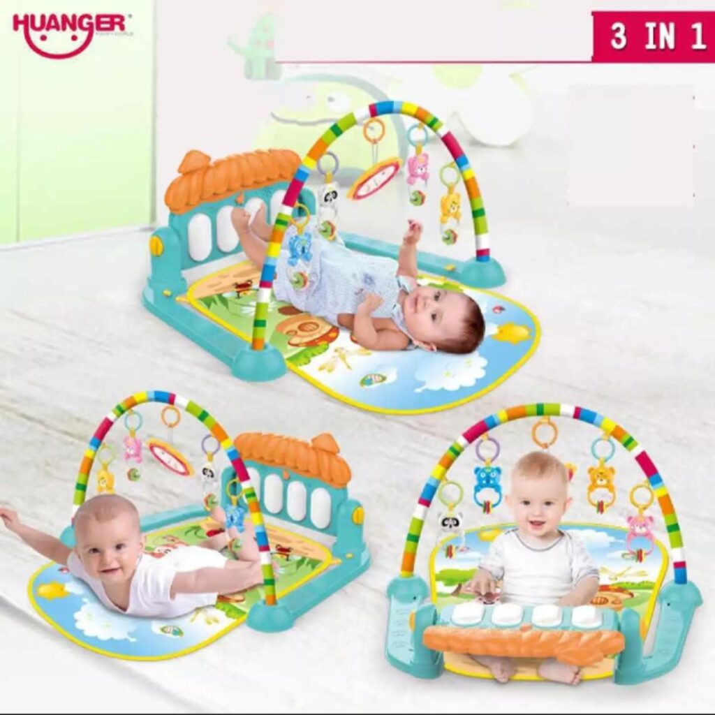 3 In 1 Newborn Baby Toddler Activity Play Gym Piano Fitness Rack Mat